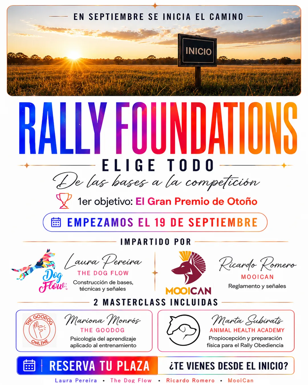 Cartel de Rally Foundations: «Elige todo. De las bases a la competición».